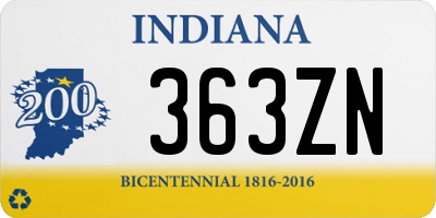 IN license plate 363ZN