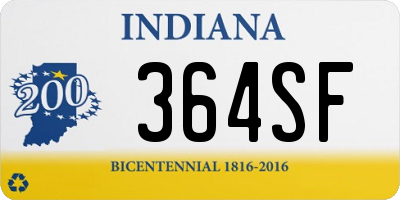 IN license plate 364SF