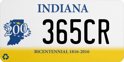 IN license plate 365CR