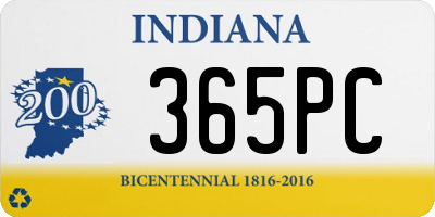 IN license plate 365PC