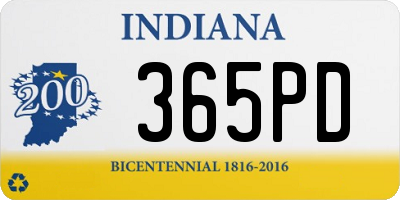 IN license plate 365PD