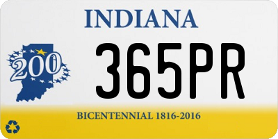 IN license plate 365PR