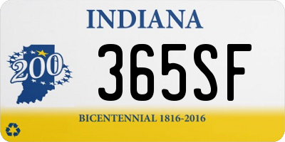 IN license plate 365SF