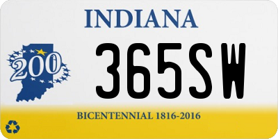 IN license plate 365SW