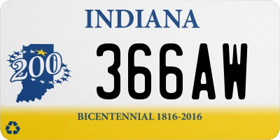 IN license plate 366AW