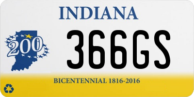 IN license plate 366GS