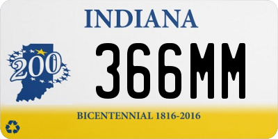 IN license plate 366MM