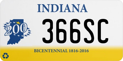 IN license plate 366SC