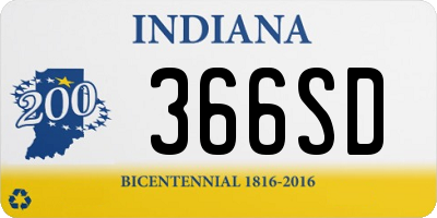 IN license plate 366SD