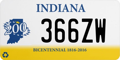 IN license plate 366ZW