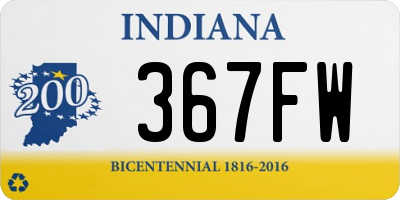 IN license plate 367FW