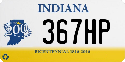 IN license plate 367HP