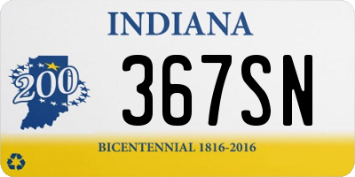 IN license plate 367SN