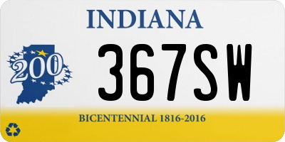 IN license plate 367SW