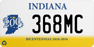 IN license plate 368MC