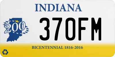 IN license plate 370FM