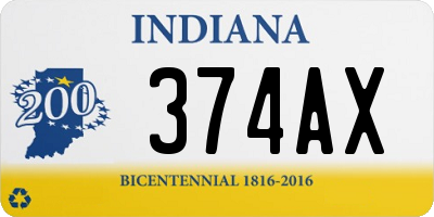 IN license plate 374AX