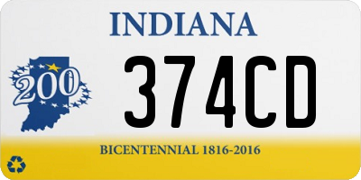 IN license plate 374CD