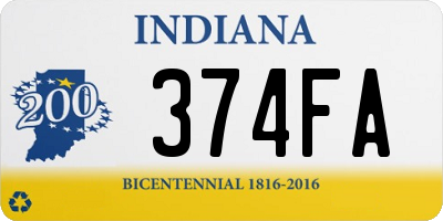 IN license plate 374FA