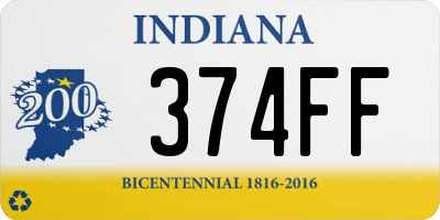 IN license plate 374FF