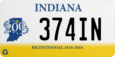 IN license plate 374IN