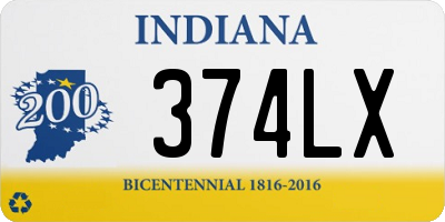 IN license plate 374LX