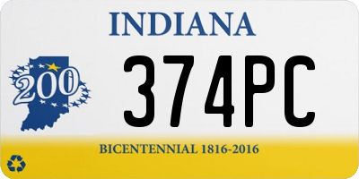 IN license plate 374PC