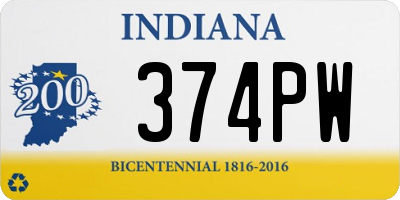 IN license plate 374PW