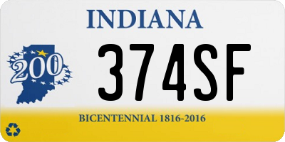 IN license plate 374SF