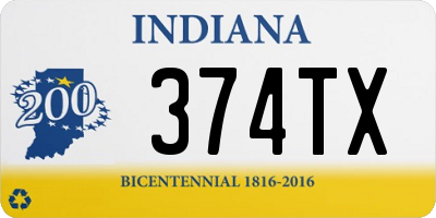 IN license plate 374TX