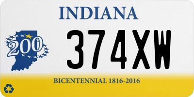 IN license plate 374XW