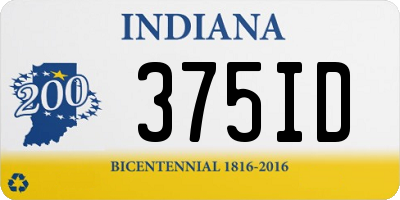 IN license plate 375ID