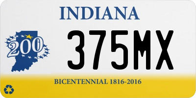 IN license plate 375MX