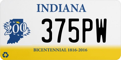 IN license plate 375PW