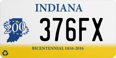 IN license plate 376FX