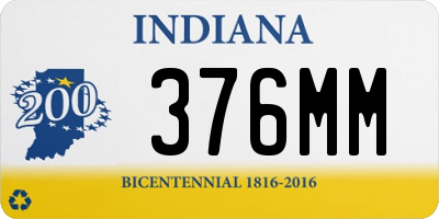 IN license plate 376MM