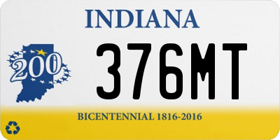 IN license plate 376MT