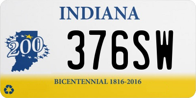 IN license plate 376SW