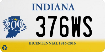 IN license plate 376WS