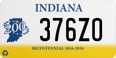 IN license plate 376ZO