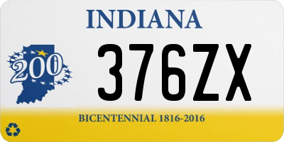 IN license plate 376ZX