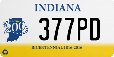 IN license plate 377PD