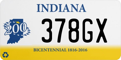 IN license plate 378GX