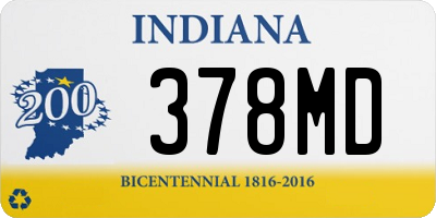 IN license plate 378MD