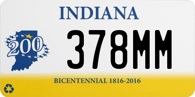IN license plate 378MM