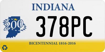 IN license plate 378PC