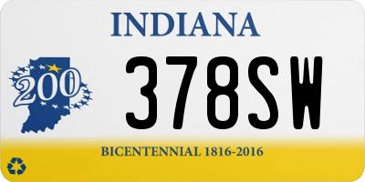 IN license plate 378SW