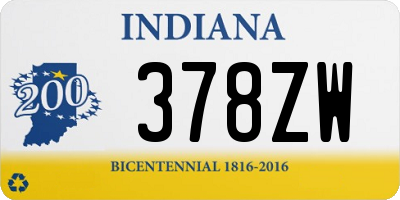 IN license plate 378ZW