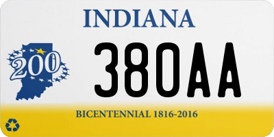 IN license plate 380AA