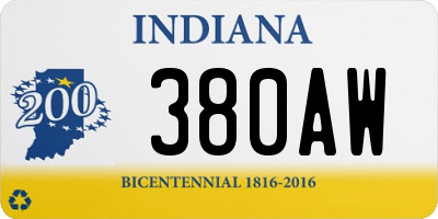 IN license plate 380AW